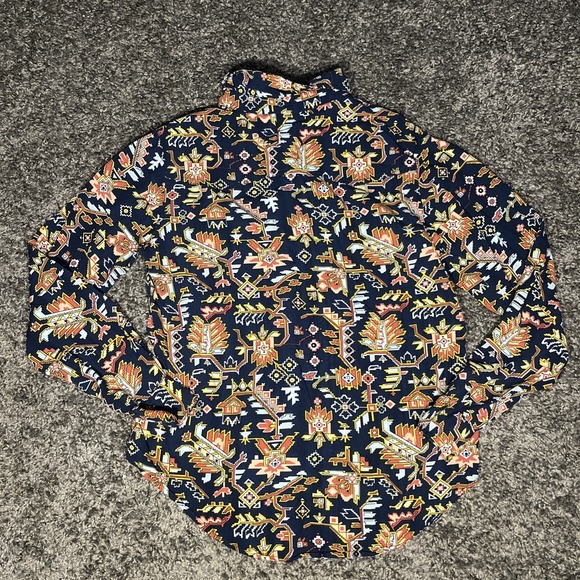 Cruel Denim Womens Rust Pearl Snap Shirt Sz Med Blue Rust Long Sleeve Rayon - Picture 7 of 9